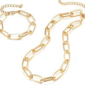 Dainty and Chunky Gold Chain Jewelry Set for Women - Eco-Friendly Design
